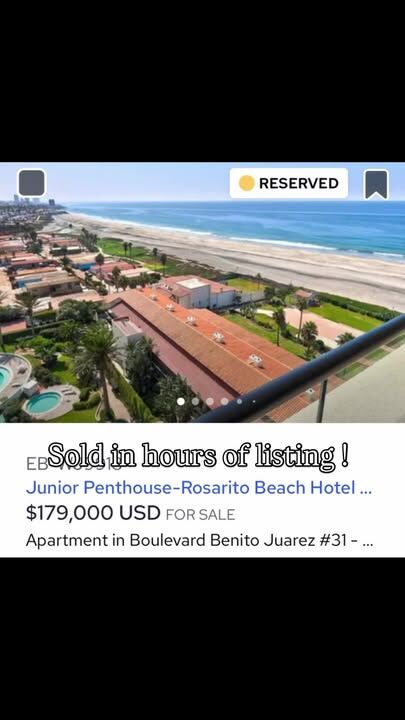 This junior penthouse sold with an hours of listing it. Follow us or contact us for other great deals like this! #bajamxliving #rosaritobeachhotel